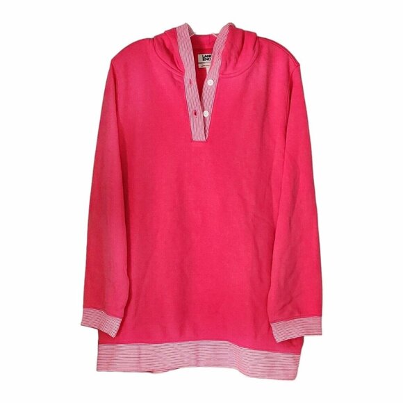 Lands' End Tops - Lands' End 1X Pink Hoodie Serious Sweats V-Neck Pullover